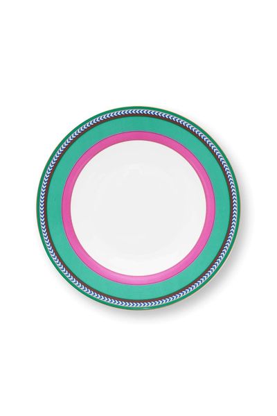 Pip Chique Stripes Deep Plate Pink/Green 23.5cm
