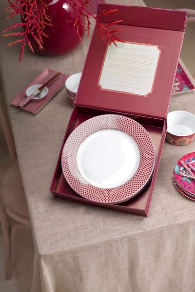 Flower Festival Set/4 Dinner Plates Dark Pink 26.5cm