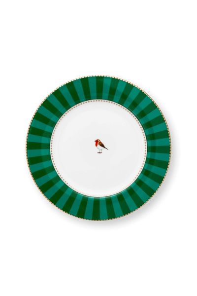 Love Birds Pastry Plate Stripes Green 17cm