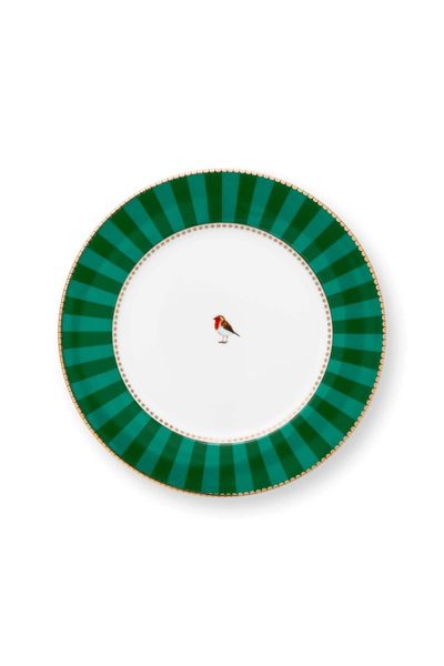 Love Birds Breakfast Plate Stripes Green 21cm