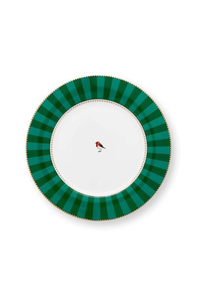 Love Birds Dinner Plate Stripes Green 26.5cm