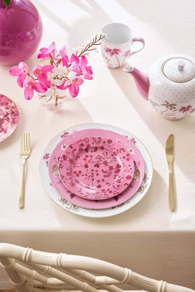 Pastry Plate Jolie Flowers Pink 17cm