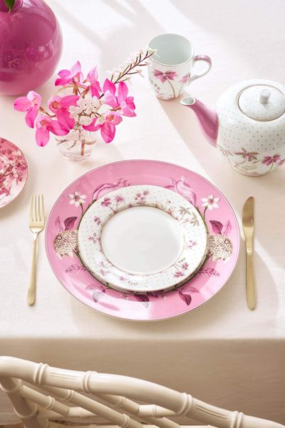 Breakfast Plate Jolie Dots Gold Pink 21cm