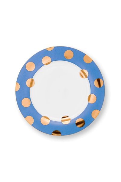 Set/2 Assiettes Dot Delight Bleu Clair/Or 26.5cm