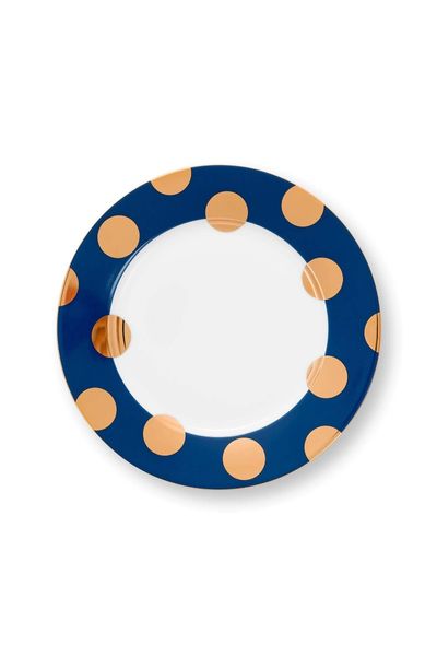 Set/2 Assiettes Dot Delight Bleu Marine/Or 21cm