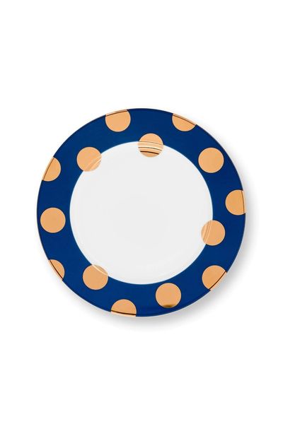 Set/2 Assiettes Dot Delight Bleu Marine/Or 23cm