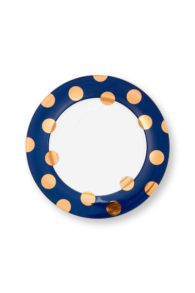 Set/2 Assiettes Dot Delight Bleu Marine/Or 26.5cm
