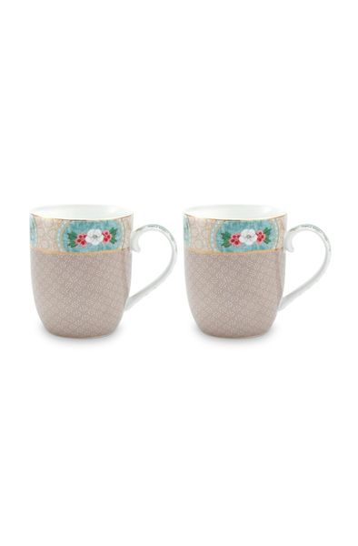 Blushing Birds Set of 2 Mugs Small Khaki