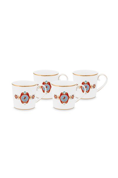 Love Birds Set/4 Mokken Klein Wit