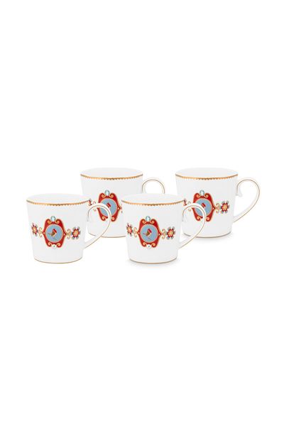 Love Birds Set/4 Mugs Large White