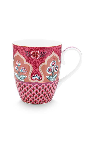 Flower Festival Tasse Gross Deco Dunkelrosa