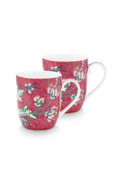 Flower Festival Set/2 Mugs Small Dark Pink