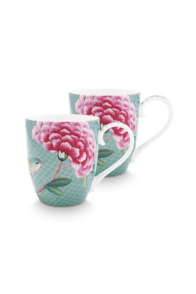 Blushing Birds Set/2 Tassen XL Blau