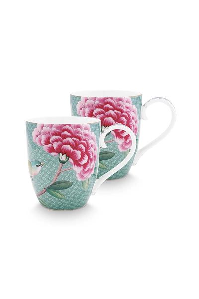 Blushing Birds Set/2 Mugs XL Blue