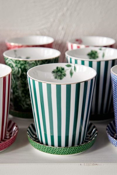 Royal Stripes Tasse & Teebeutelablage Grün