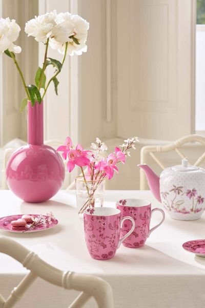 Set/2 Mugs Large Jolie Flowers Pink