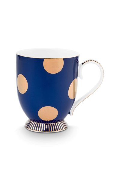 Set/2 Tasses Dot Delight Bleu Marine/Or 350ml