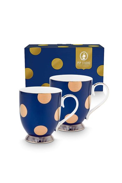 Set/2 Mugs Dot Delight Navy/Gold 350ml
