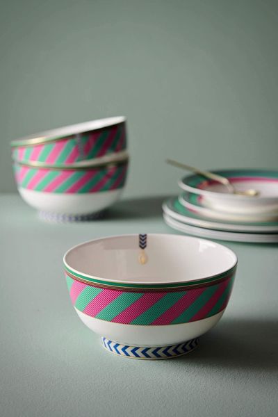 Pip Chique Stripes Bowl Pink/Green 18cm