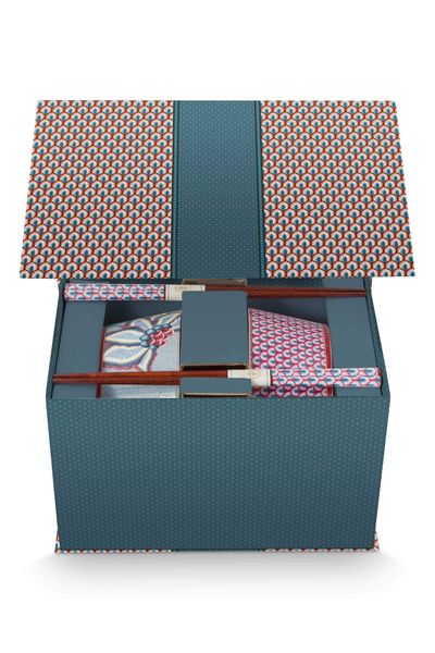 Coffret Bols 15cm & Baguettes Oriental Flower Festival Bleu