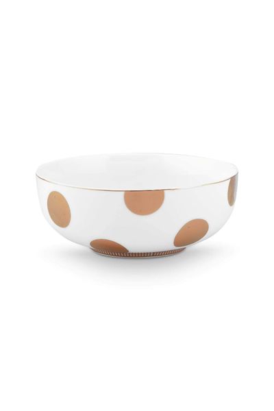 Set/2 Bol Dot Delight Blanc/Or 15cm