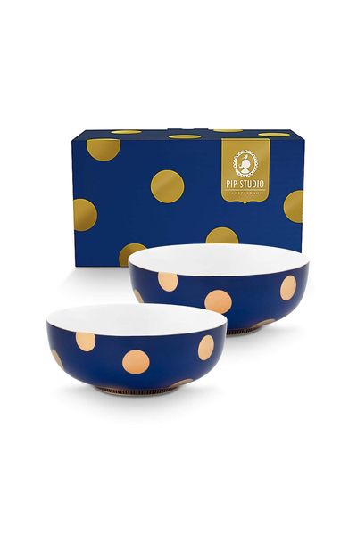 Set/2 Schalen Dot Delight Navy/Gold 20cm