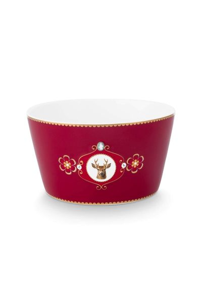 Kom Love Birds Medallion Hert Donkerrood 15cm