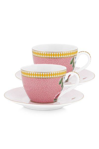 La Majorelle Set/2 Espresso Cups & Saucers Pink