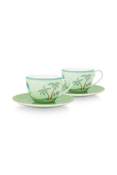 Jolie Set/2 Cappuccino Tasse & Undertasse Grün