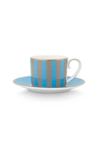 Love Birds Espresso Cup & Saucer Blue/Khaki