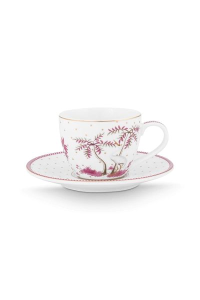 Espresso Tasse & Untertasse Jolie Punkte Gold Rosa