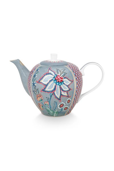 Flower Festival Theepot Groot Lichtblauw