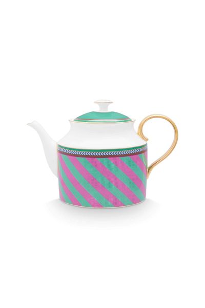 Pip Chique Stripes Tea Pot Large Pink/Green