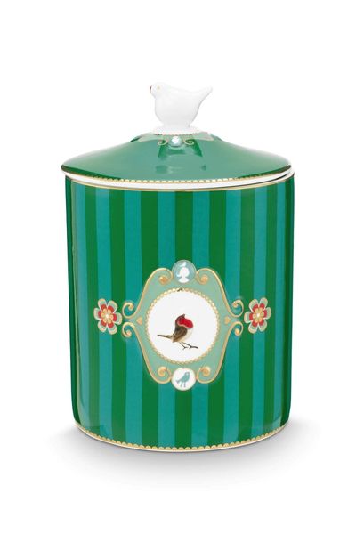 Voorraadpot Love Birds Medallion Strepen Smaragd/Groen
