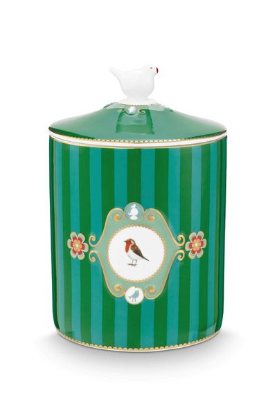 Voorraadpot Love Birds Medallion Strepen Smaragd/Groen