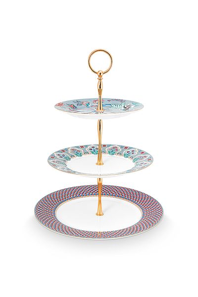Flower Festival Cake Stand 3 Levels Light Blue