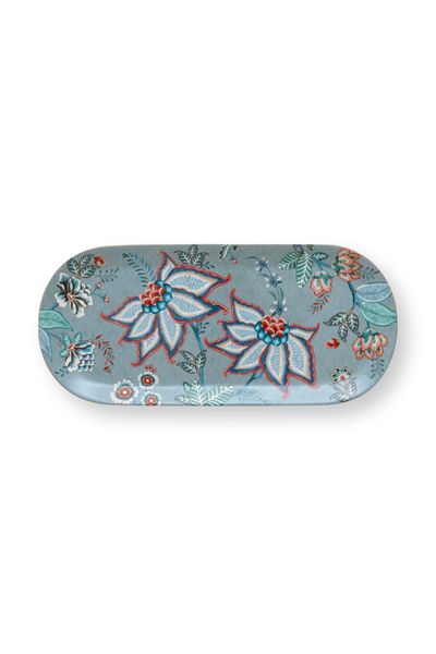 Flower Festival Cake Tray Rectangular Light Blue