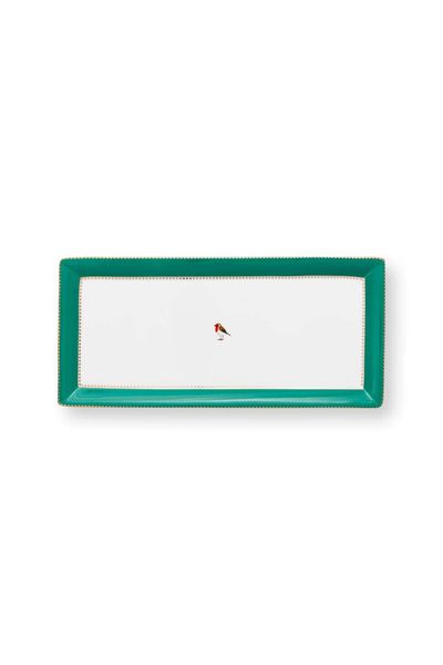 Love Birds Cake Tray Rectangular Green