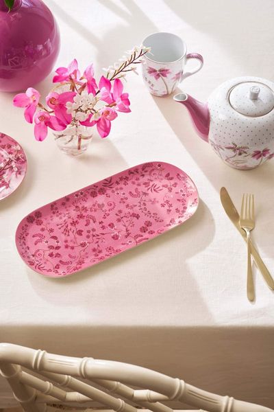 Cake Tray Rectangular Jolie Flowers Pink