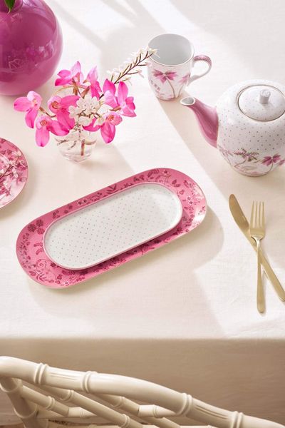 Zucker- und Milchschale Jolie Punkte Gold Rosa