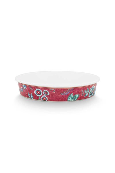 Flower Festival Serving Tray Round Dark Pink