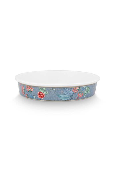 Flower Festival Serving Tray Round Light Blue