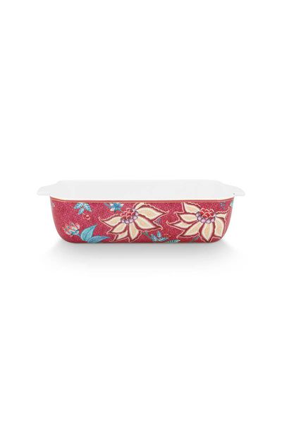 Flower Festival Serving Tray Rectangular Dark Pink