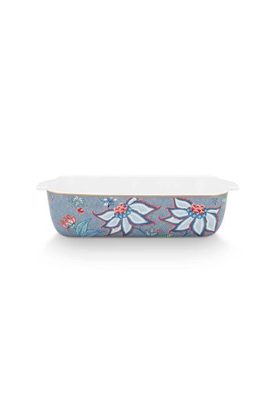 Flower Festival Serving Tray Rectangular Light Blue