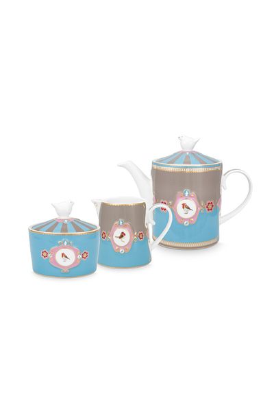 Love Birds Thee Set/3 Blauw/Khaki