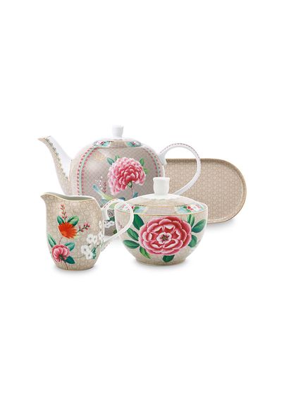 Blushing Birds Thee Set/4 Khaki