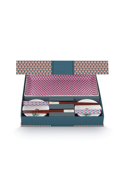 Oriental Flower Festival Sushi Set Blue