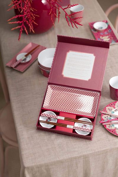 Set de sushi Oriental Flower Festival rose foncé