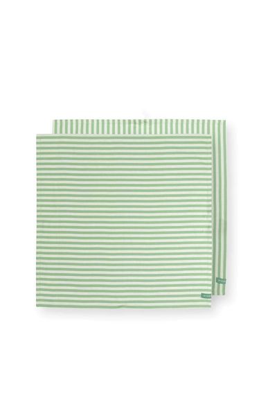Set/2 Theedoeken Strepen Licht Groen