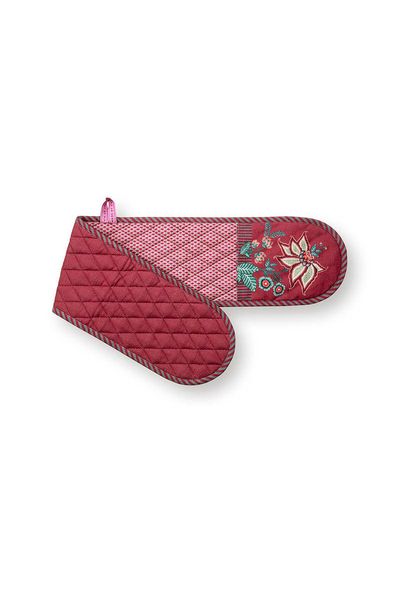 Flower Festival Double Oven Mitten Dark Pink